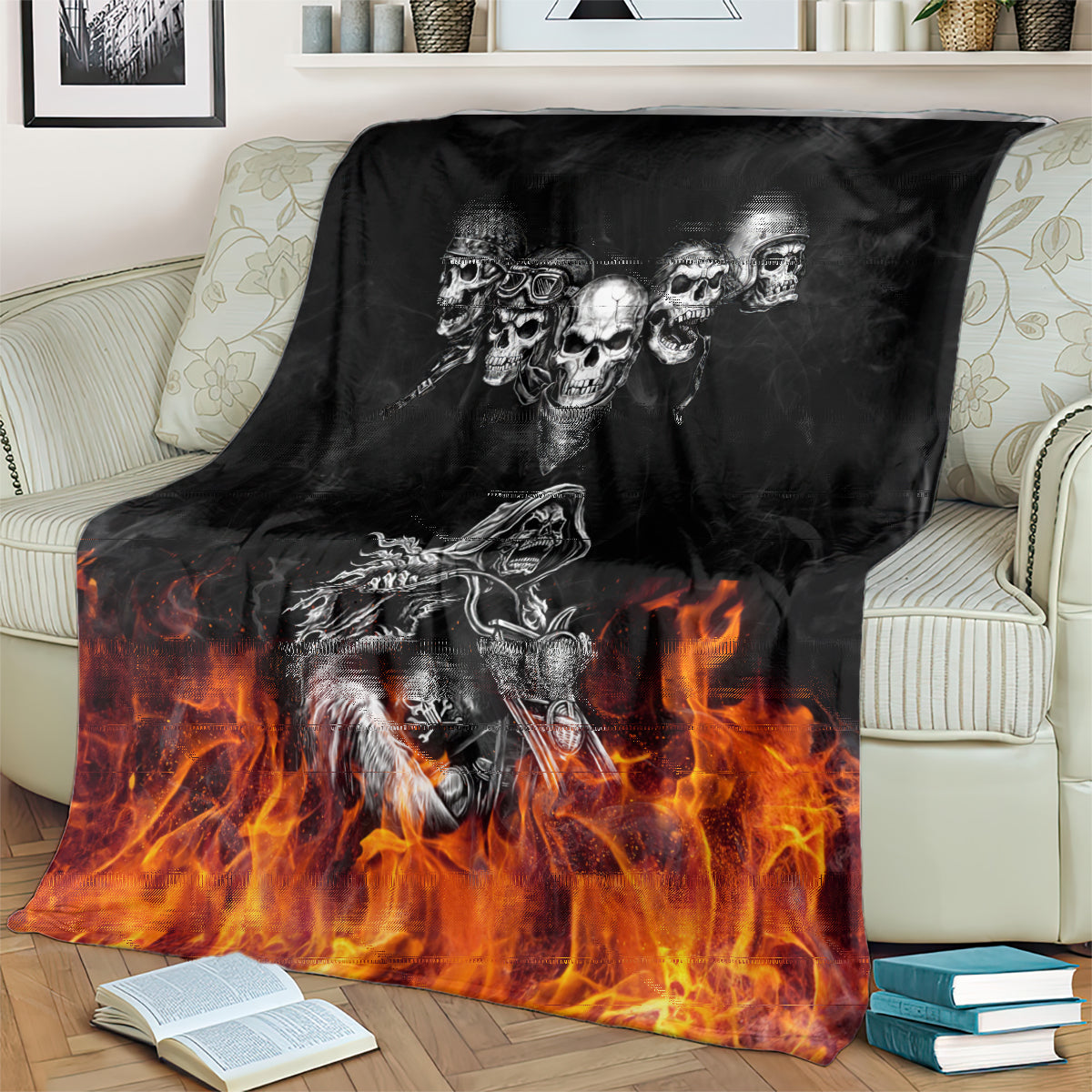 skull-blanket-five-skull-with-motocycle