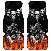 Skull Car Mats Five Skull With Motocycle - Wonder Print Shop