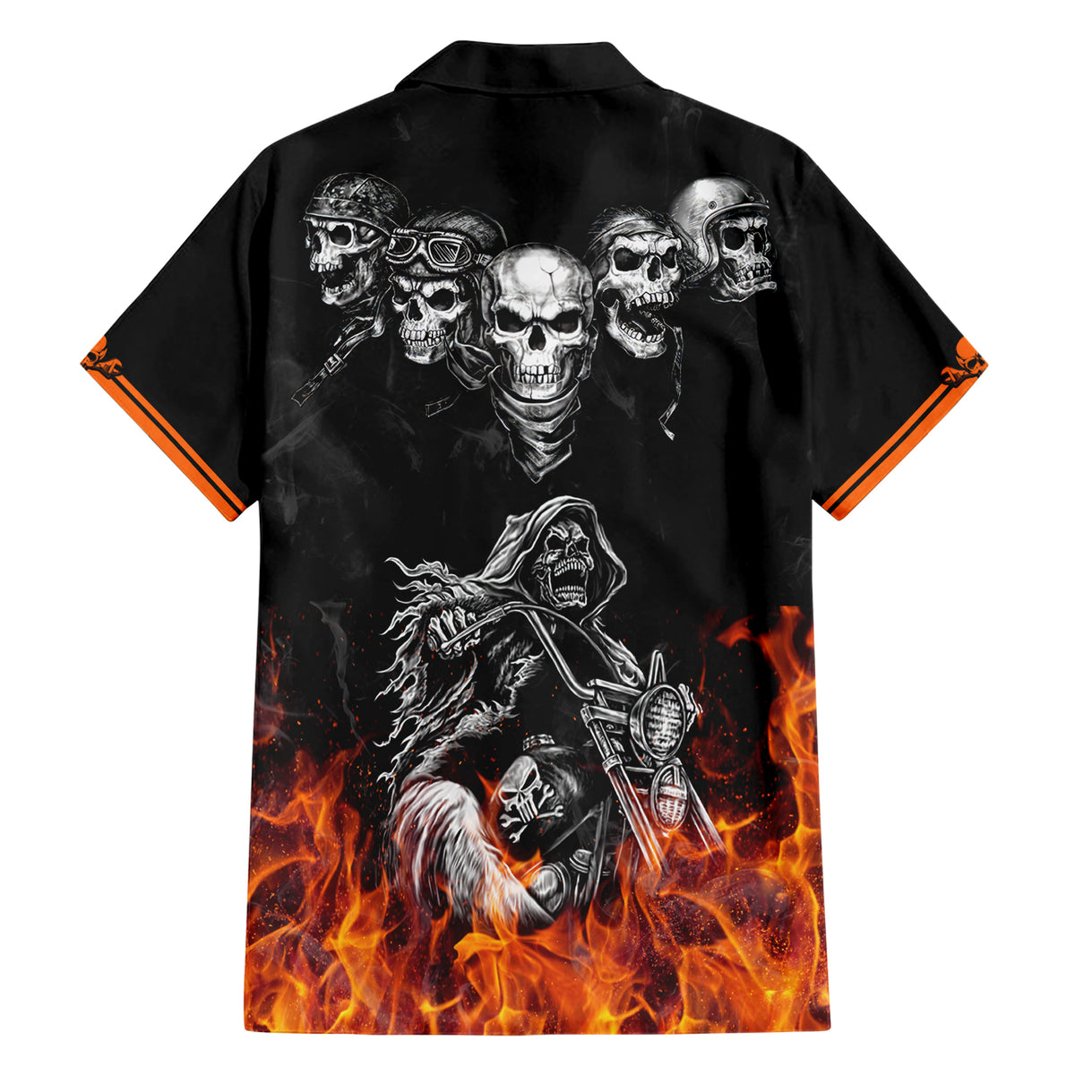 Skull Hawaiian Shirt Five Skull With Motocycle - Wonder Print Shop