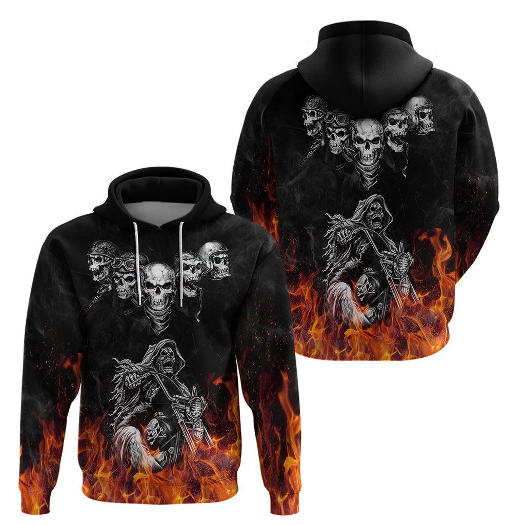 Skull Hoodie Five Skull With Motocycle - Wonder Print Shop