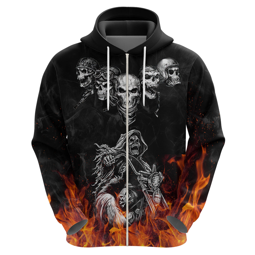 Skull Hoodie Five Skull With Motocycle - Wonder Print Shop