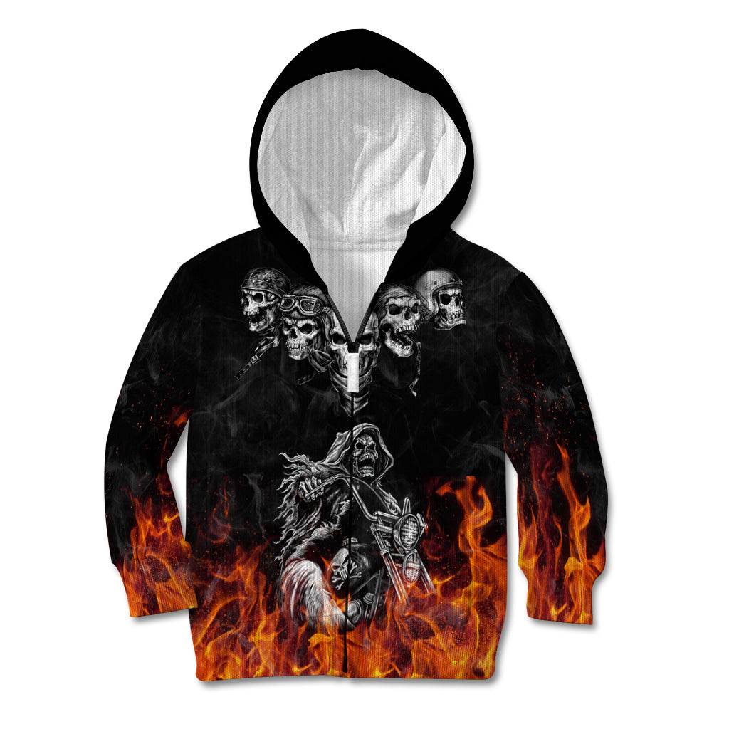 Skull Kid Hoodie Five Skull With Motocycle - Wonder Print Shop