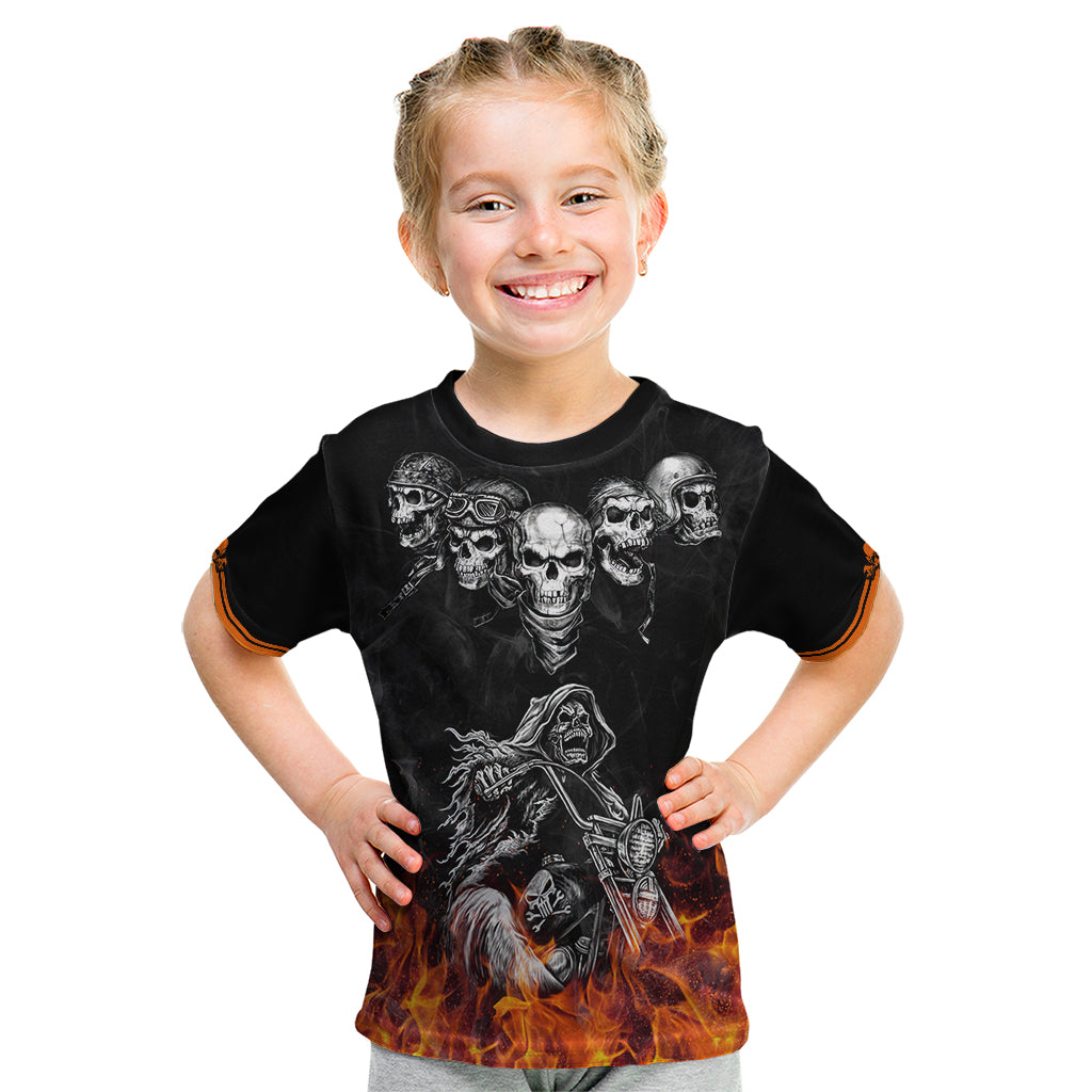 Skull Kid T Shirt Five Skull With Motocycle - Wonder Print Shop