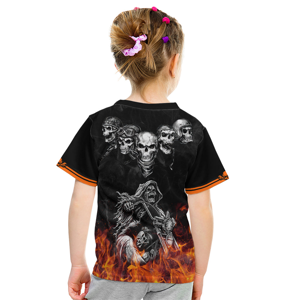 Skull Kid T Shirt Five Skull With Motocycle - Wonder Print Shop