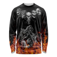 Skull Long Sleeve Shirt Five Skull With Motocycle - Wonder Print Shop