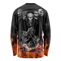 Skull Long Sleeve Shirt Five Skull With Motocycle - Wonder Print Shop