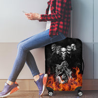 Skull Luggage Cover Five Skull With Motocycle - Wonder Print Shop