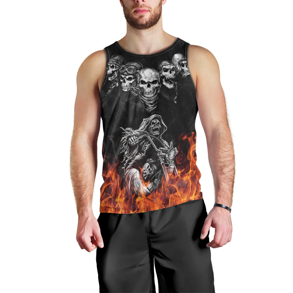 Skull Men Tank Top Five Skull With Motocycle DT01