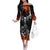 Skull Off The Shoulder Long Sleeve Dress Five Skull With Motocycle - Wonder Print Shop