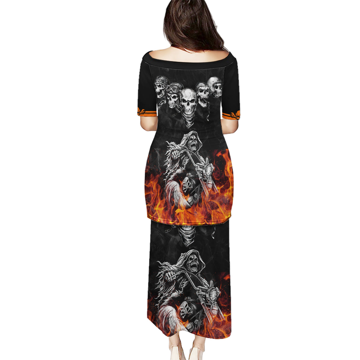 Skull Puletasi Five Skull With Motocycle - Wonder Print Shop