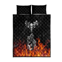 Skull Quilt Bed Set Five Skull With Motocycle - Wonder Print Shop