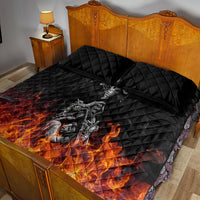Skull Quilt Bed Set Five Skull With Motocycle - Wonder Print Shop