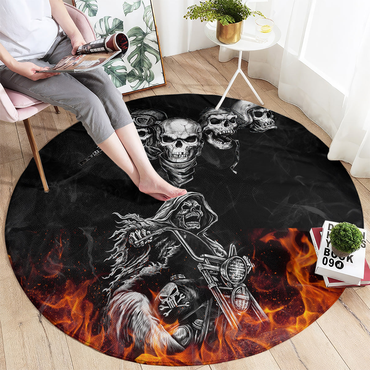 skull-round-carpet-five-skull-with-motocycle