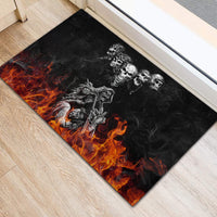 Skull Rubber Doormat Five Skull With Motocycle - Wonder Print Shop