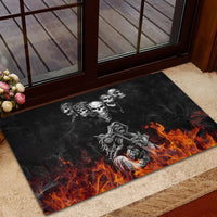 Skull Rubber Doormat Five Skull With Motocycle - Wonder Print Shop