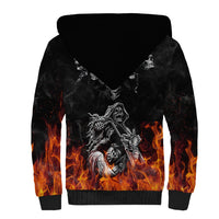 Skull Sherpa Hoodie Five Skull With Motocycle - Wonder Print Shop