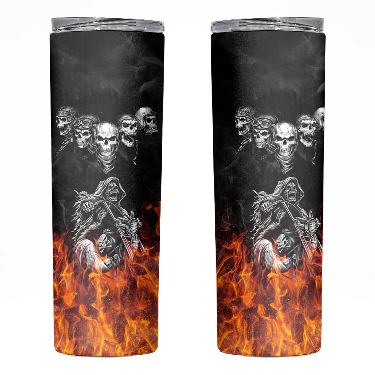 Skull Skinny Tumbler Five Skull With Motocycle - Wonder Print Shop