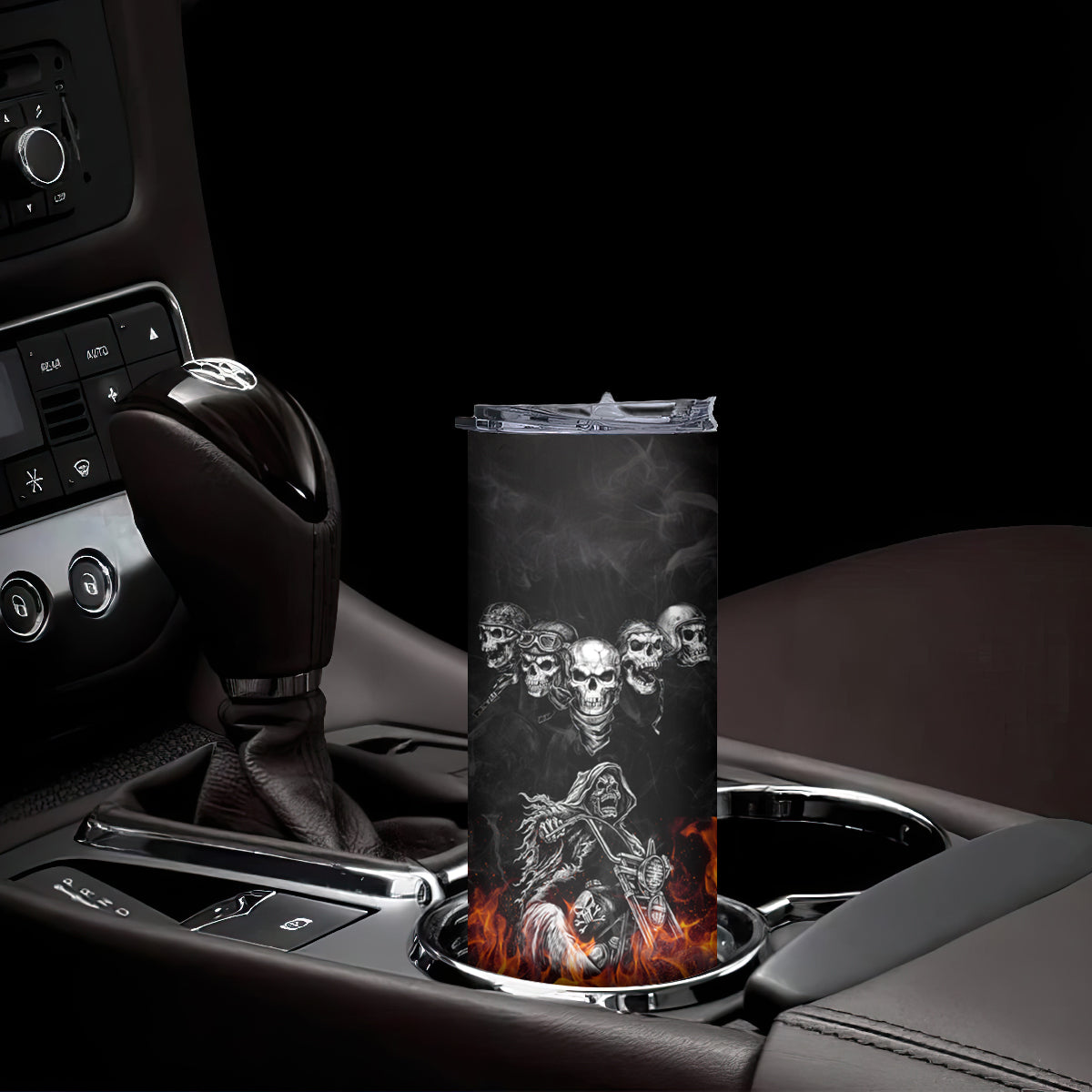 Skull Skinny Tumbler Five Skull With Motocycle - Wonder Print Shop