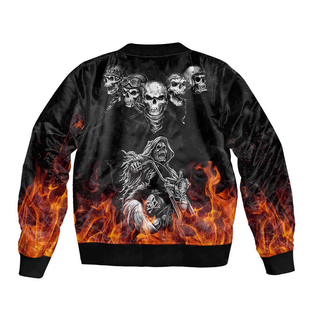 Skull Sleeve Zip Bomber Jacket Five Skull With Motocycle - Wonder Print Shop