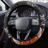 Skull Steering Wheel Cover Five Skull With Motocycle - Wonder Print Shop