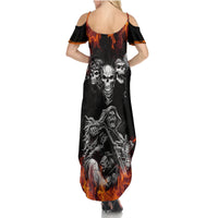 Skull Summer Maxi Dress Five Skull With Motocycle - Wonder Print Shop