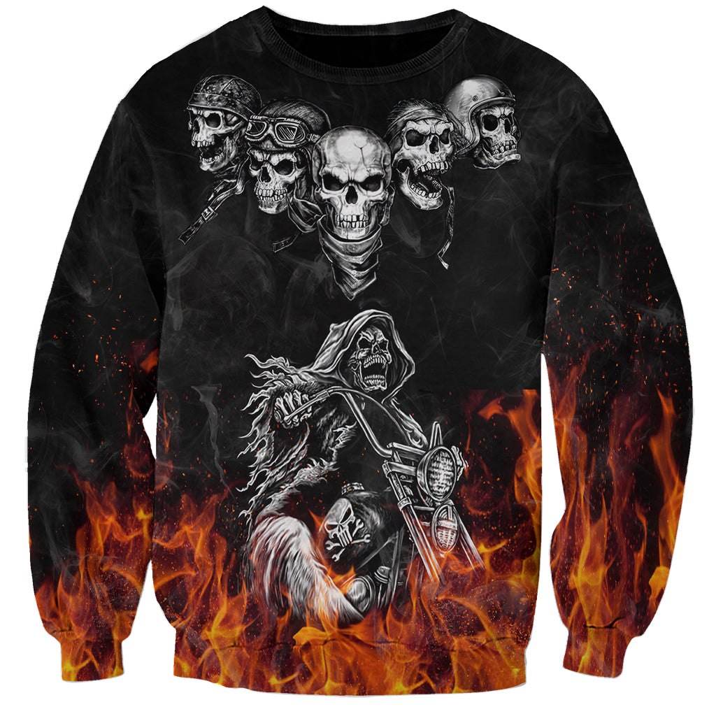 Skull Sweatshirt Five Skull With Motocycle - Wonder Print Shop