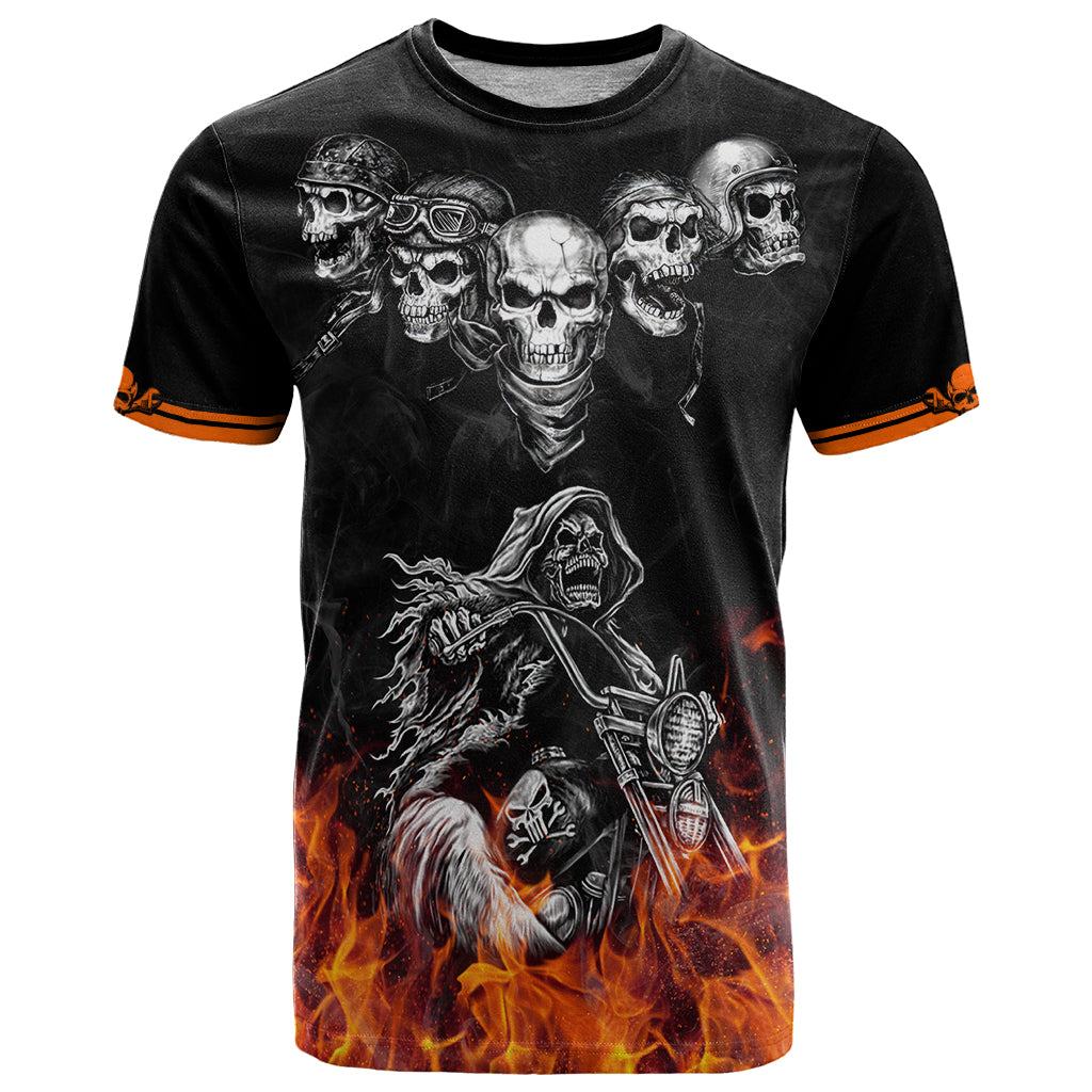 Skull T Shirt Five Skull With Motocycle - Wonder Print Shop