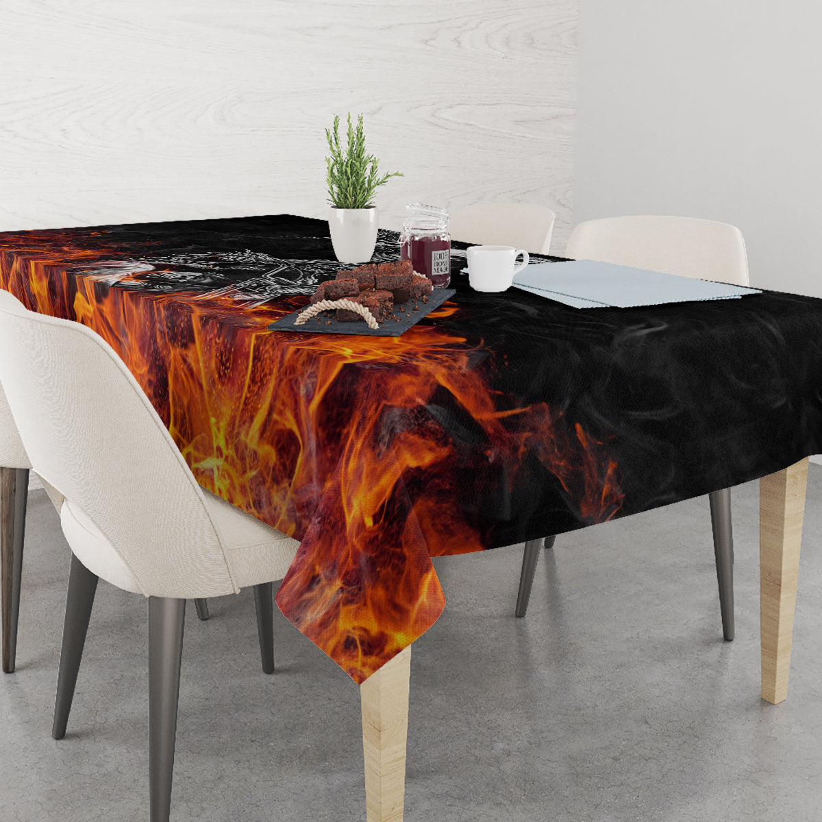 Skull Tablecloth Five Skull With Motocycle - Wonder Print Shop