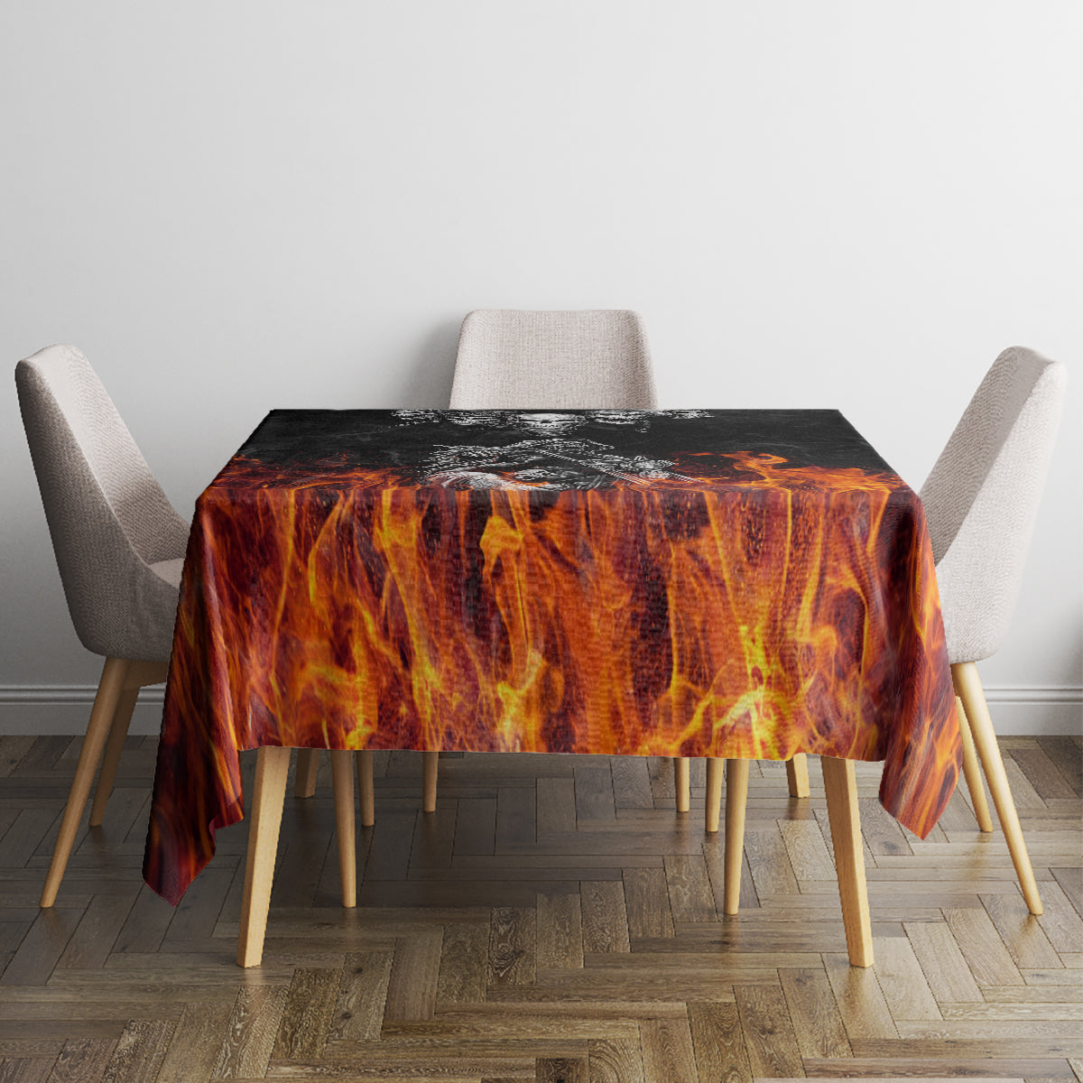 Skull Tablecloth Five Skull With Motocycle - Wonder Print Shop