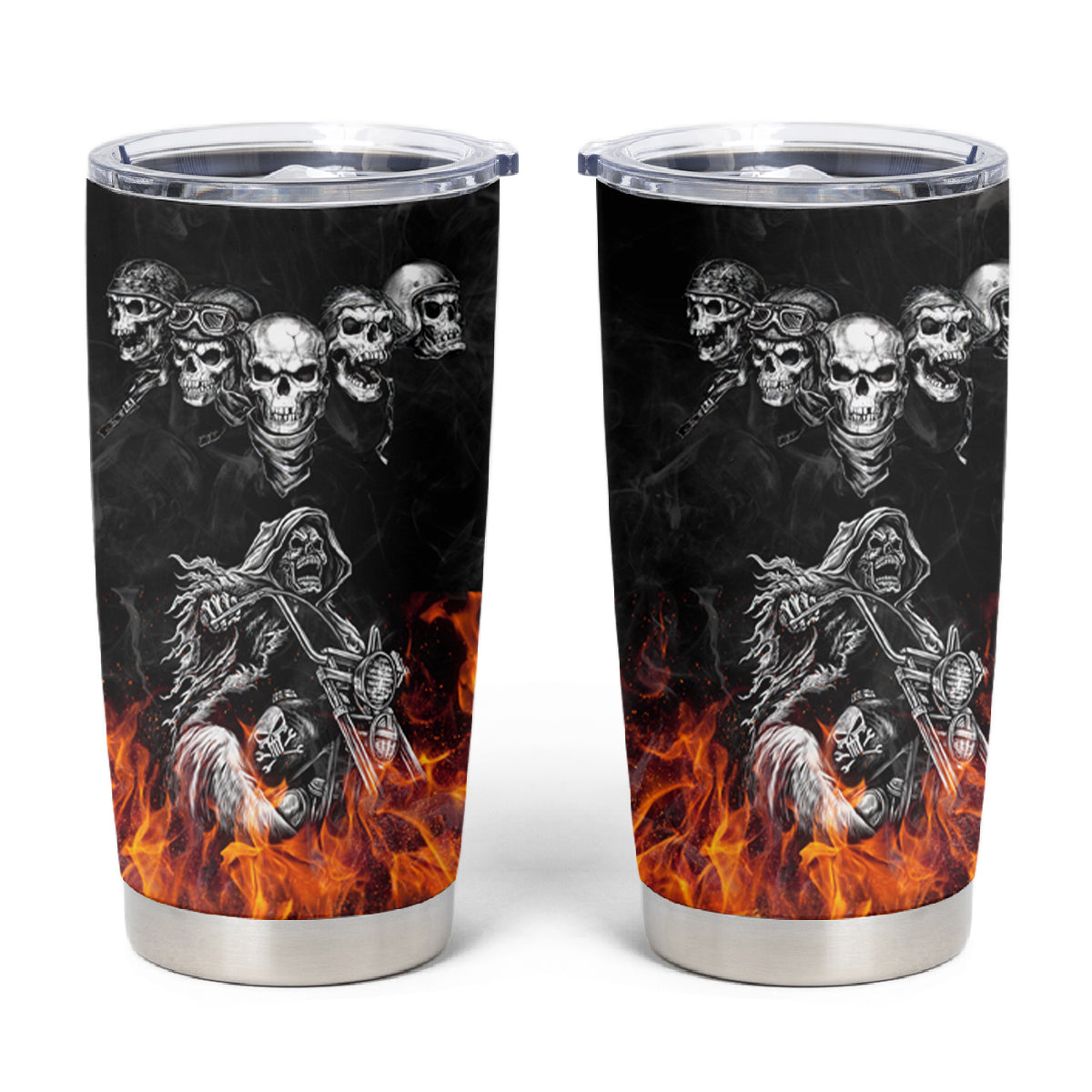 Skull Tumbler Cup Five Skull With Motocycle - Wonder Print Shop
