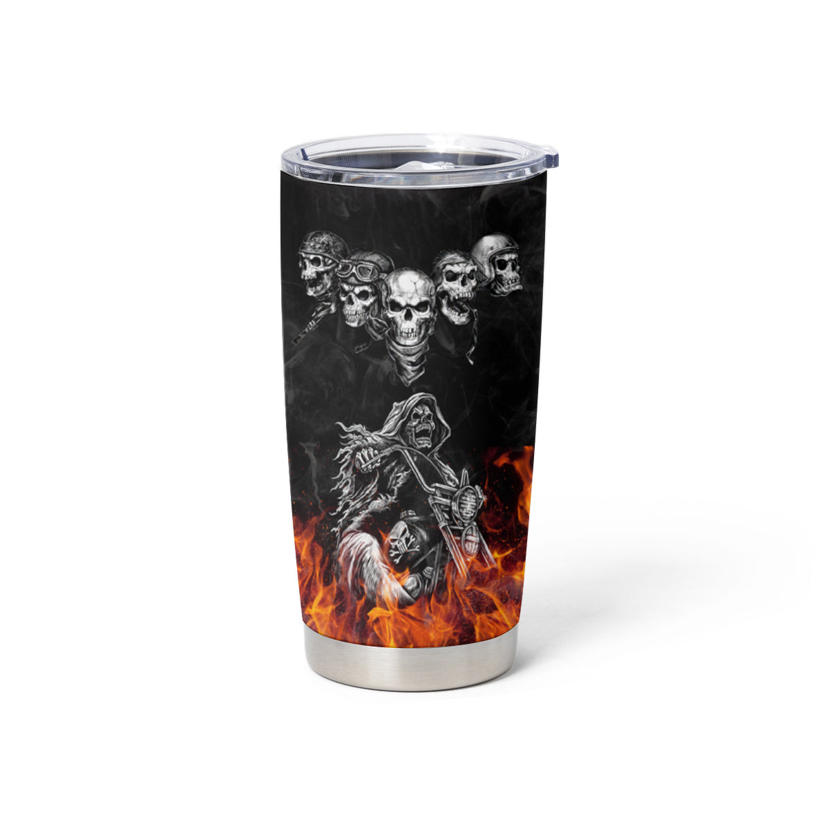 Skull Tumbler Cup Five Skull With Motocycle - Wonder Print Shop