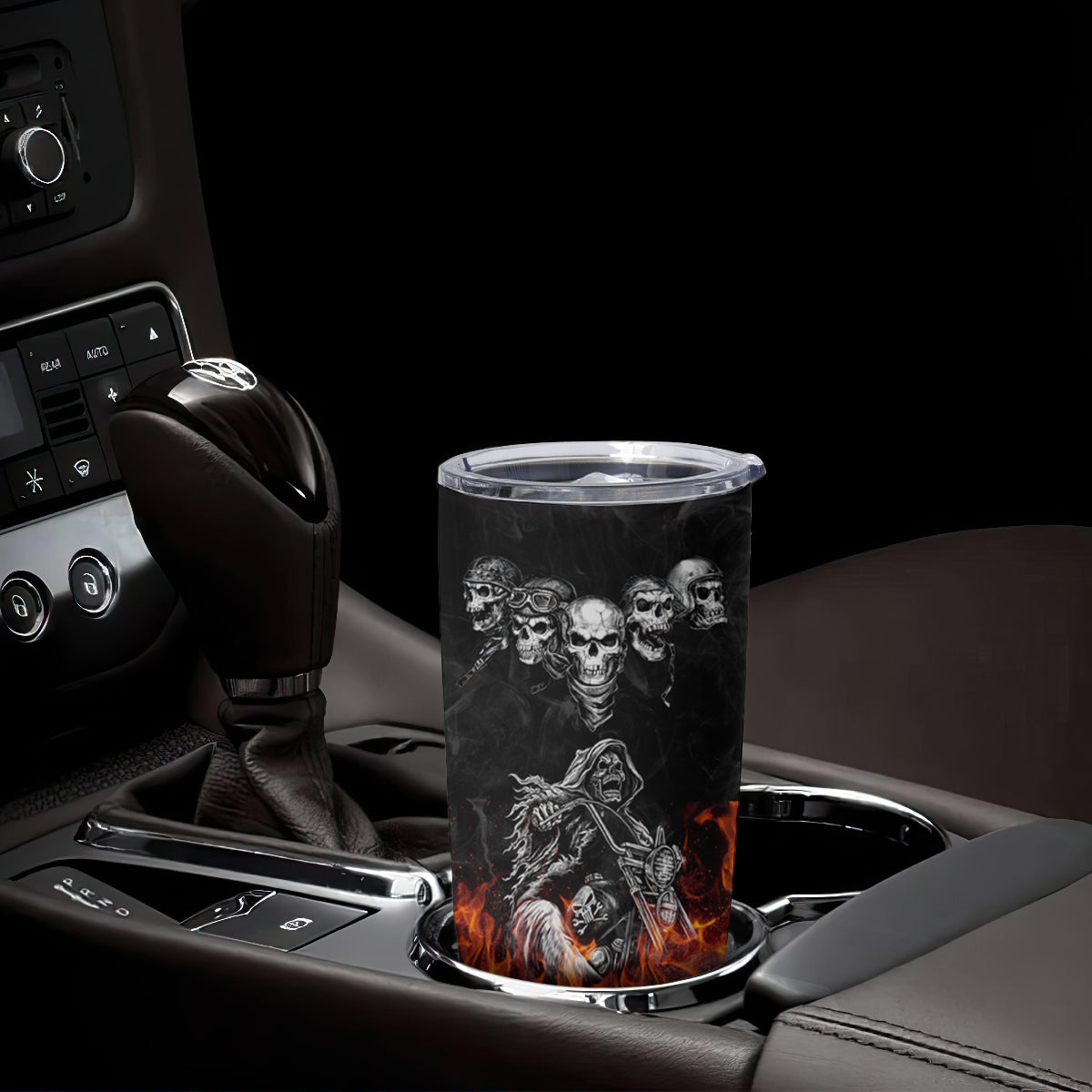 Skull Tumbler Cup Five Skull With Motocycle - Wonder Print Shop