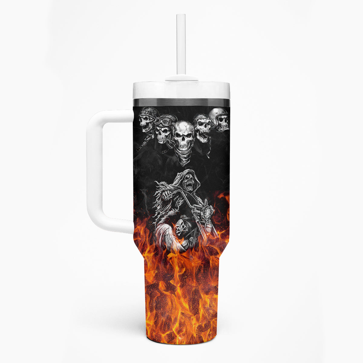 Skull Tumbler With Handle Five Skull With Motocycle - Wonder Print Shop