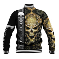 Golden Gothic Skull Baseball Jacket Embracing Ancient Elegance - Wonder Print Shop
