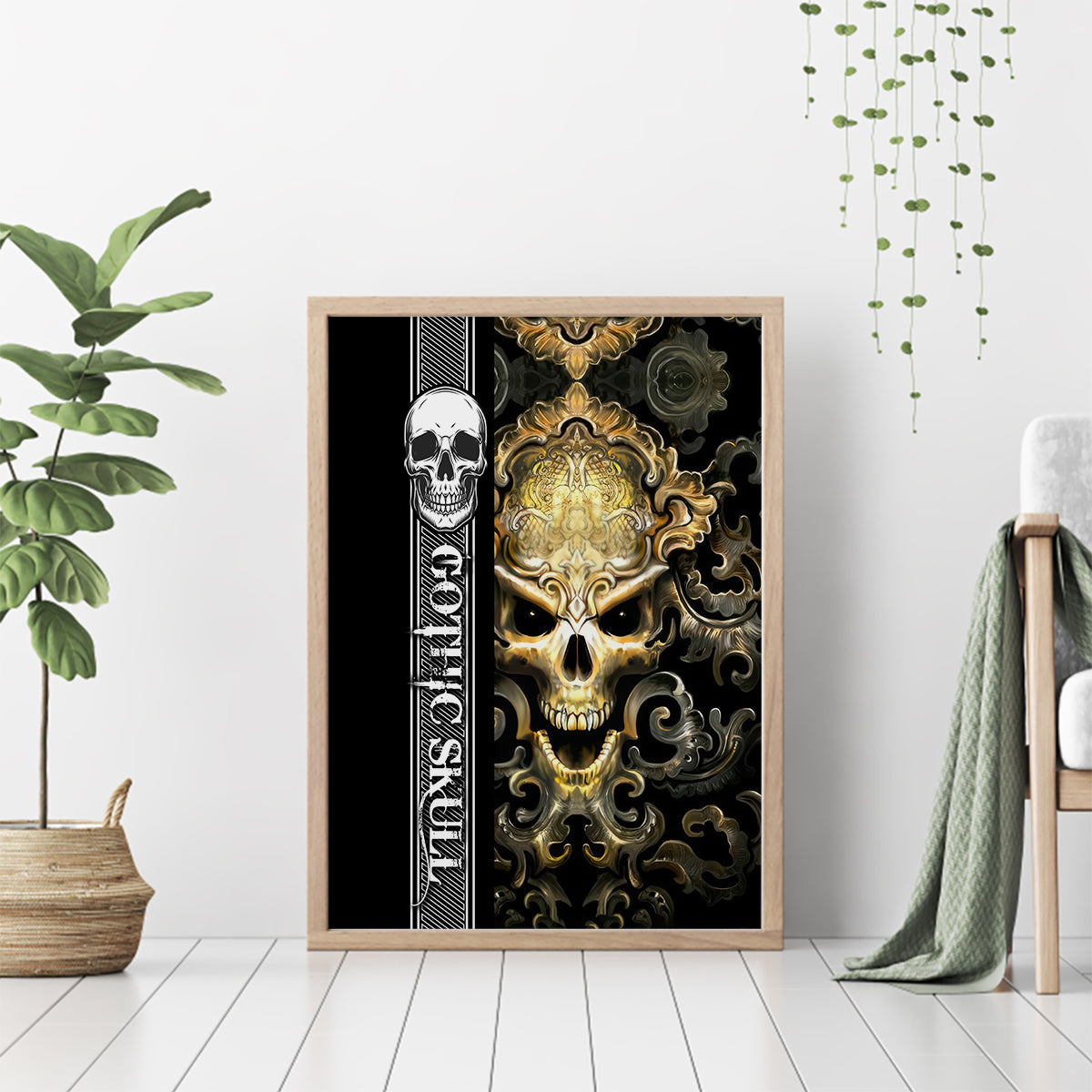 Golden Gothic Skull Canvas Wall Art Embracing Ancient Elegance - Wonder Print Shop