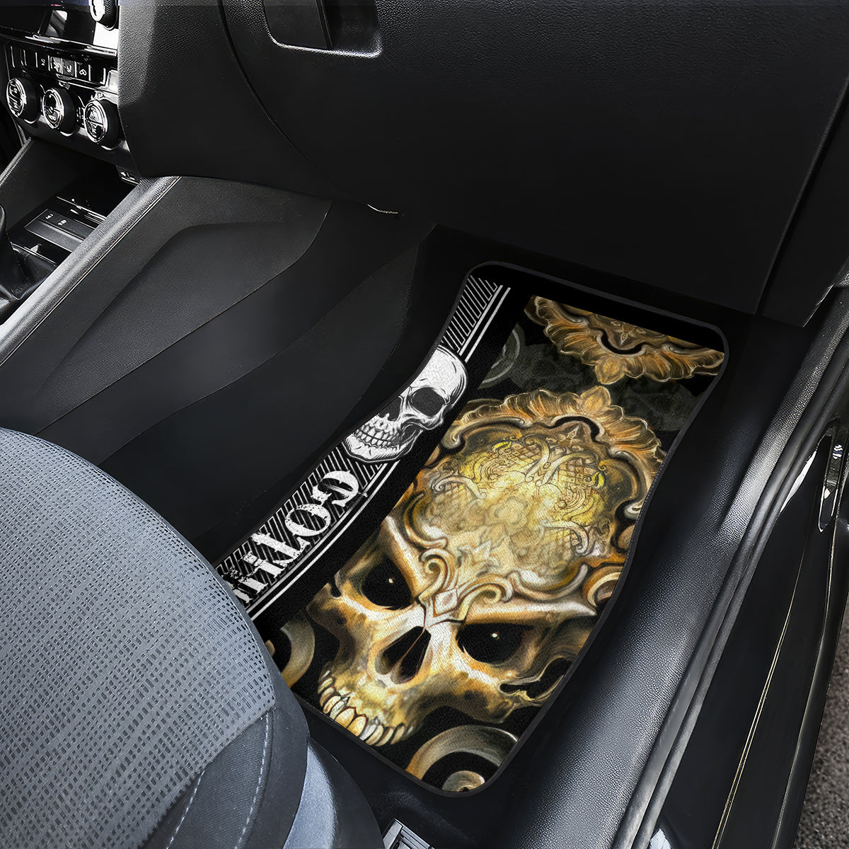 Golden Gothic Skull Car Mats Embracing Ancient Elegance - Wonder Print Shop