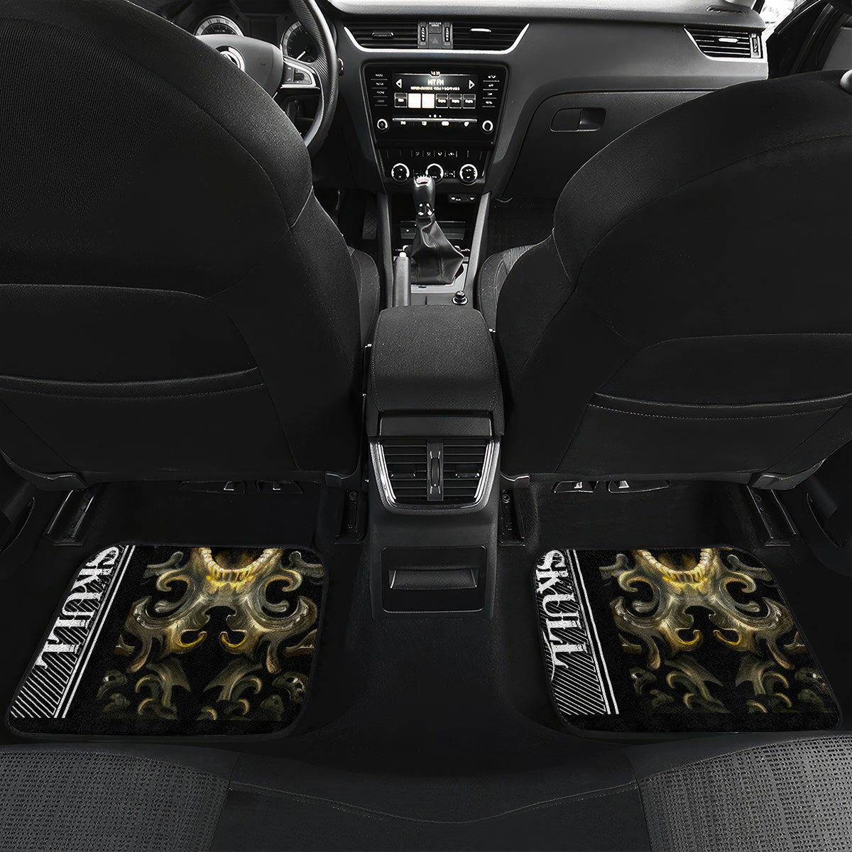 Golden Gothic Skull Car Mats Embracing Ancient Elegance - Wonder Print Shop