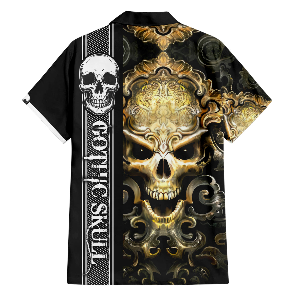 Golden Gothic Skull Hawaiian Shirt Embracing Ancient Elegance - Wonder Print Shop