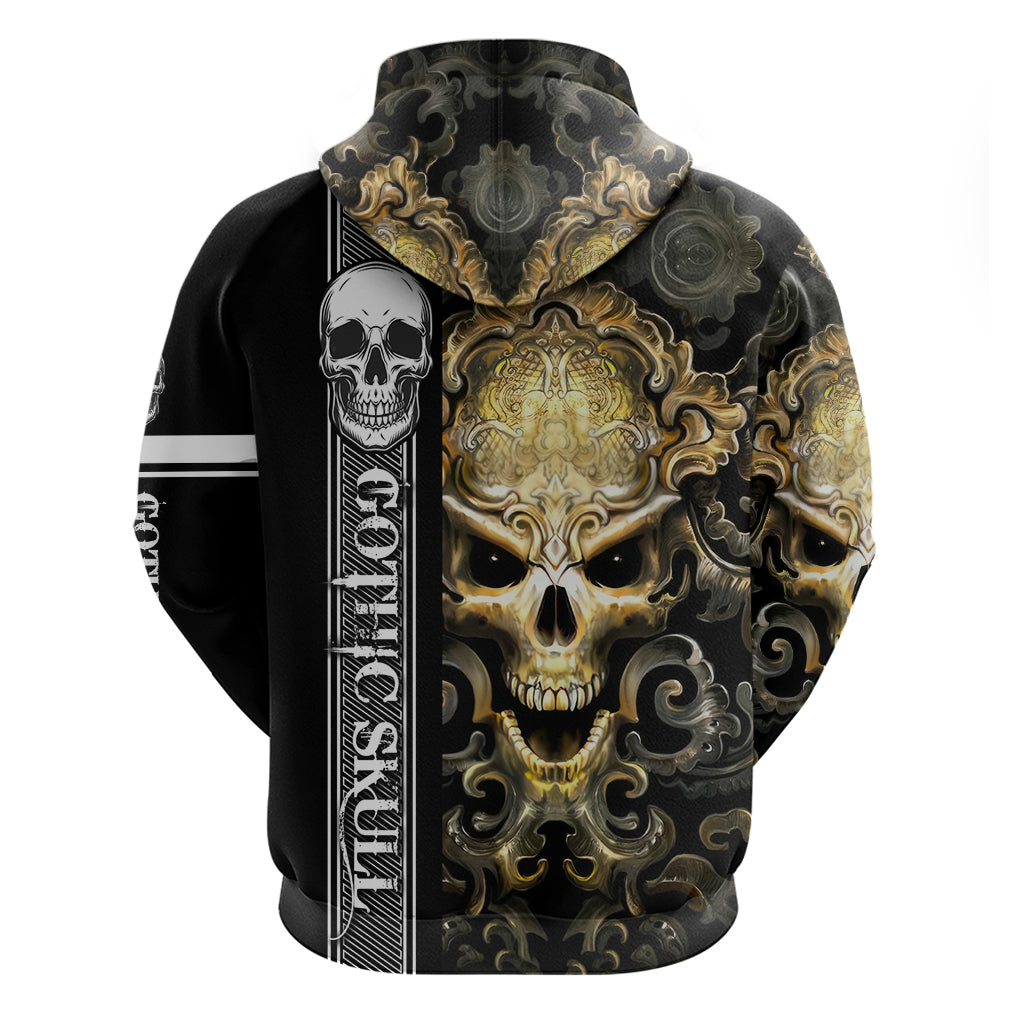 Golden Gothic Skull Hoodie Embracing Ancient Elegance - Wonder Print Shop