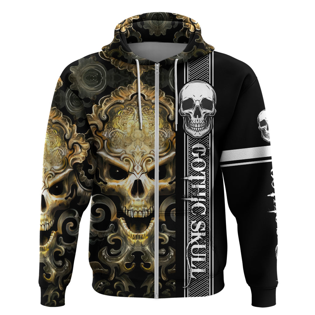 Golden Gothic Skull Hoodie Embracing Ancient Elegance - Wonder Print Shop