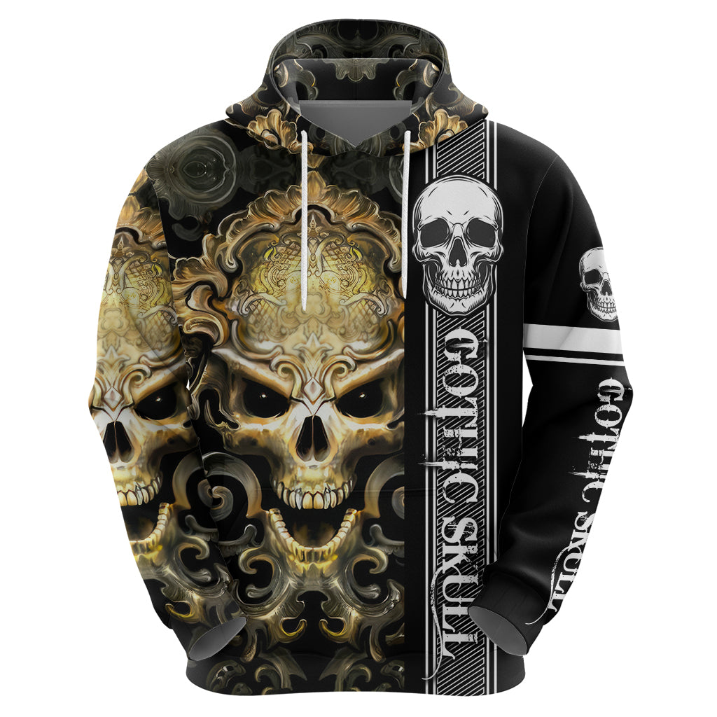 Golden Gothic Skull Hoodie Embracing Ancient Elegance - Wonder Print Shop