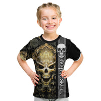Golden Gothic Skull Kid T Shirt Embracing Ancient Elegance - Wonder Print Shop