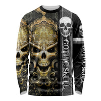 Golden Gothic Skull Long Sleeve Shirt Embracing Ancient Elegance - Wonder Print Shop