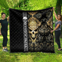Golden Gothic Skull Quilt Embracing Ancient Elegance - Wonder Print Shop