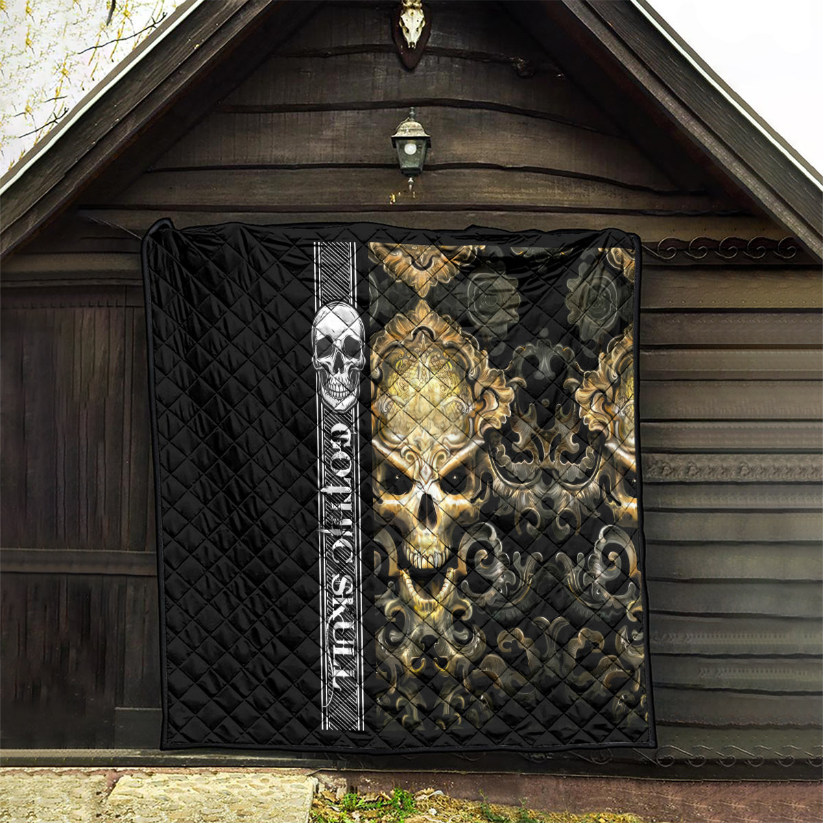Golden Gothic Skull Quilt Embracing Ancient Elegance - Wonder Print Shop