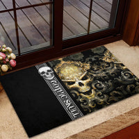 Golden Gothic Skull Rubber Doormat Embracing Ancient Elegance - Wonder Print Shop