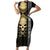Golden Gothic Skull Short Sleeve Bodycon Dress Embracing Ancient Elegance - Wonder Print Shop