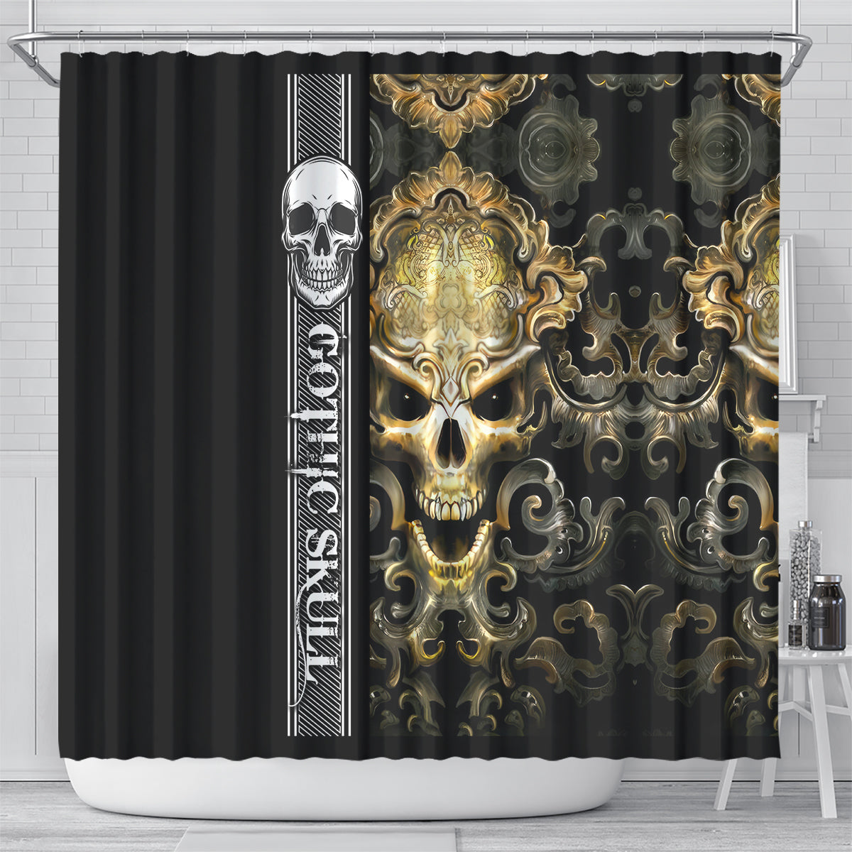 golden-gothic-skull-shower-curtain-embracing-ancient-elegance