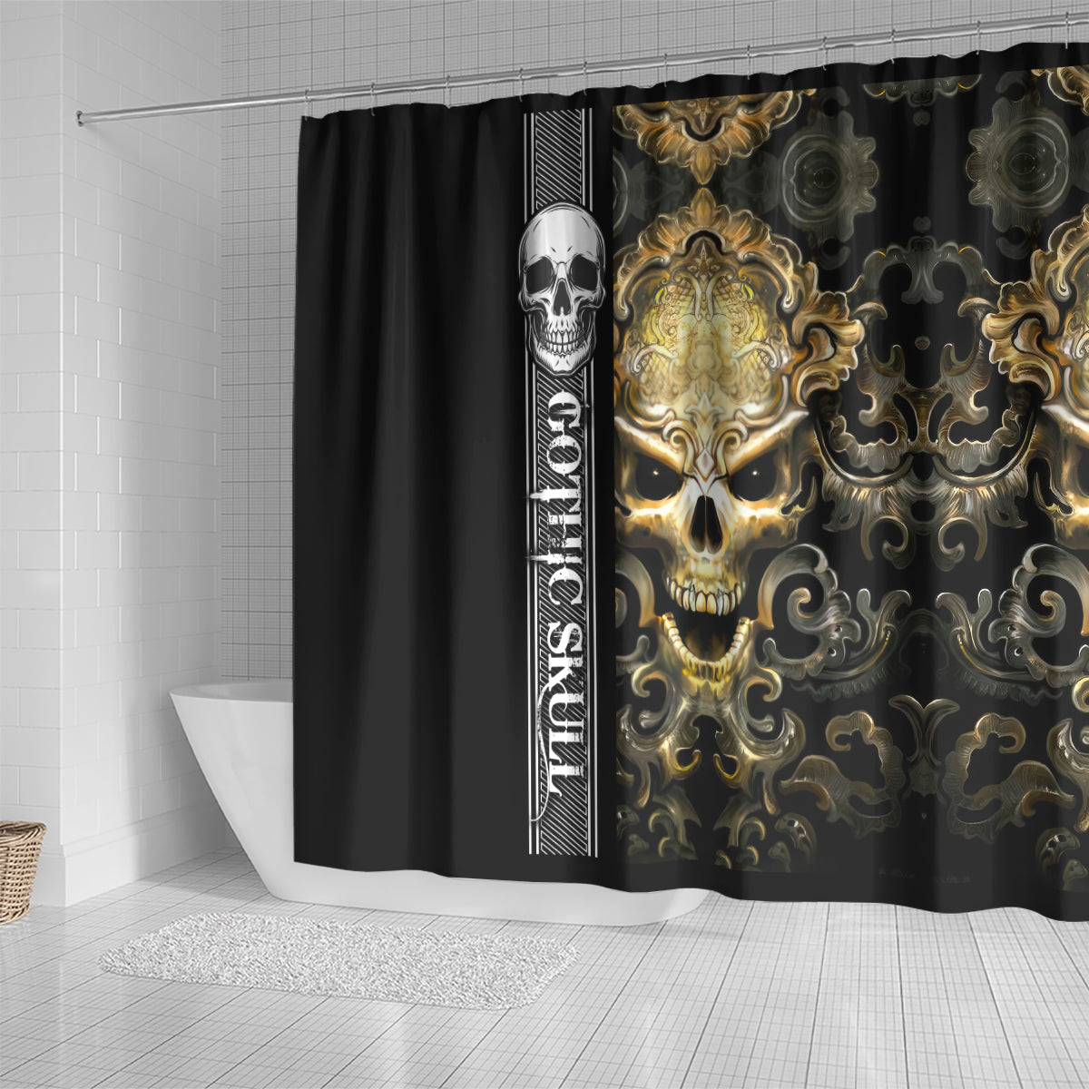 golden-gothic-skull-shower-curtain-embracing-ancient-elegance