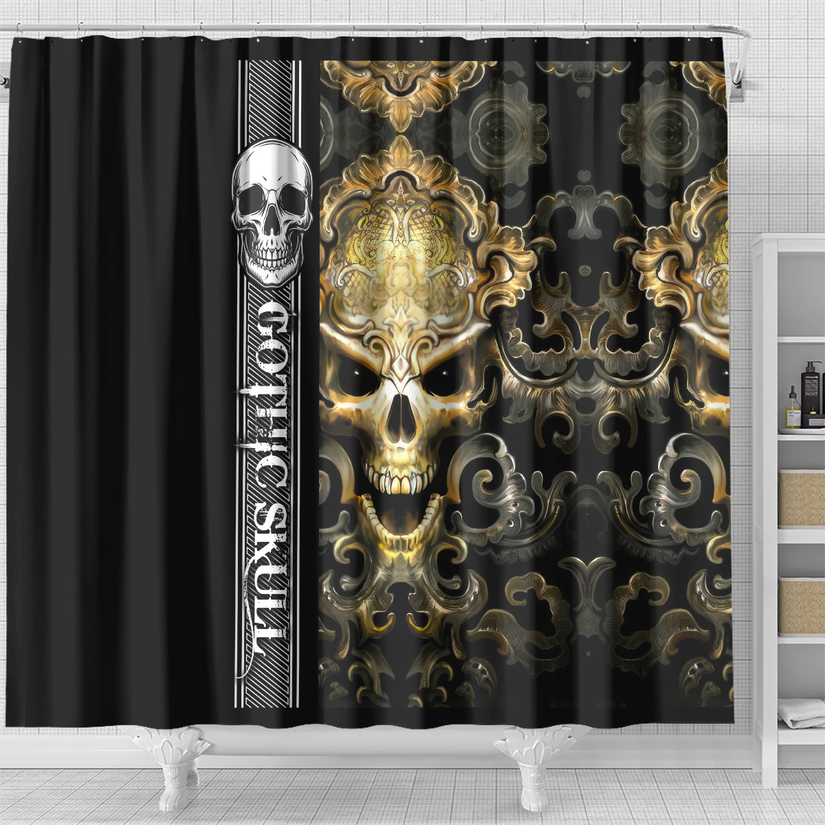 golden-gothic-skull-shower-curtain-embracing-ancient-elegance